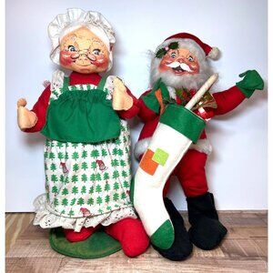 VERY RARE Annalee Vintage Santa & Mrs. Claus Plush Dolls With  Tags 5550 Large